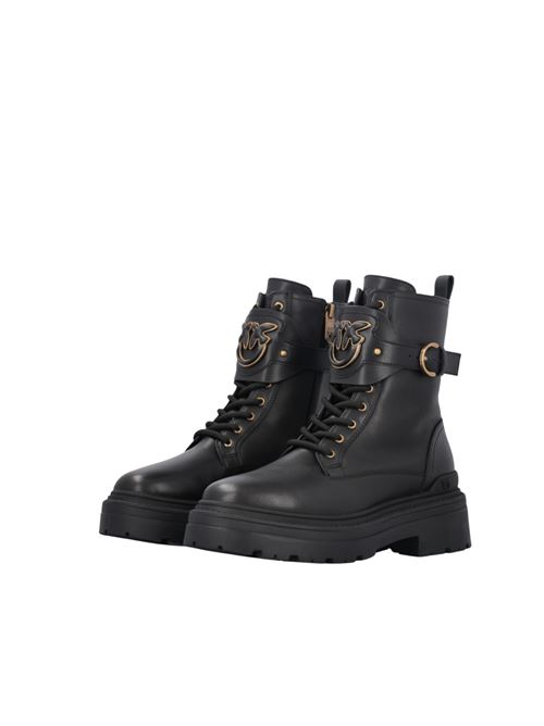 Mia 07 anfibi in pelle con cinturino logato davanti PINKO | SD0147P001Z99