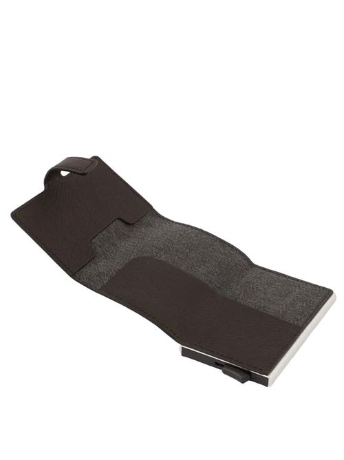 Kompaktes Portemonnaie aus Metall und Leder PIQUADRO | PP5649B3RCTM