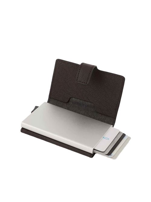 Kompaktes Portemonnaie aus Metall und Leder PIQUADRO | PP5649B3RCTM