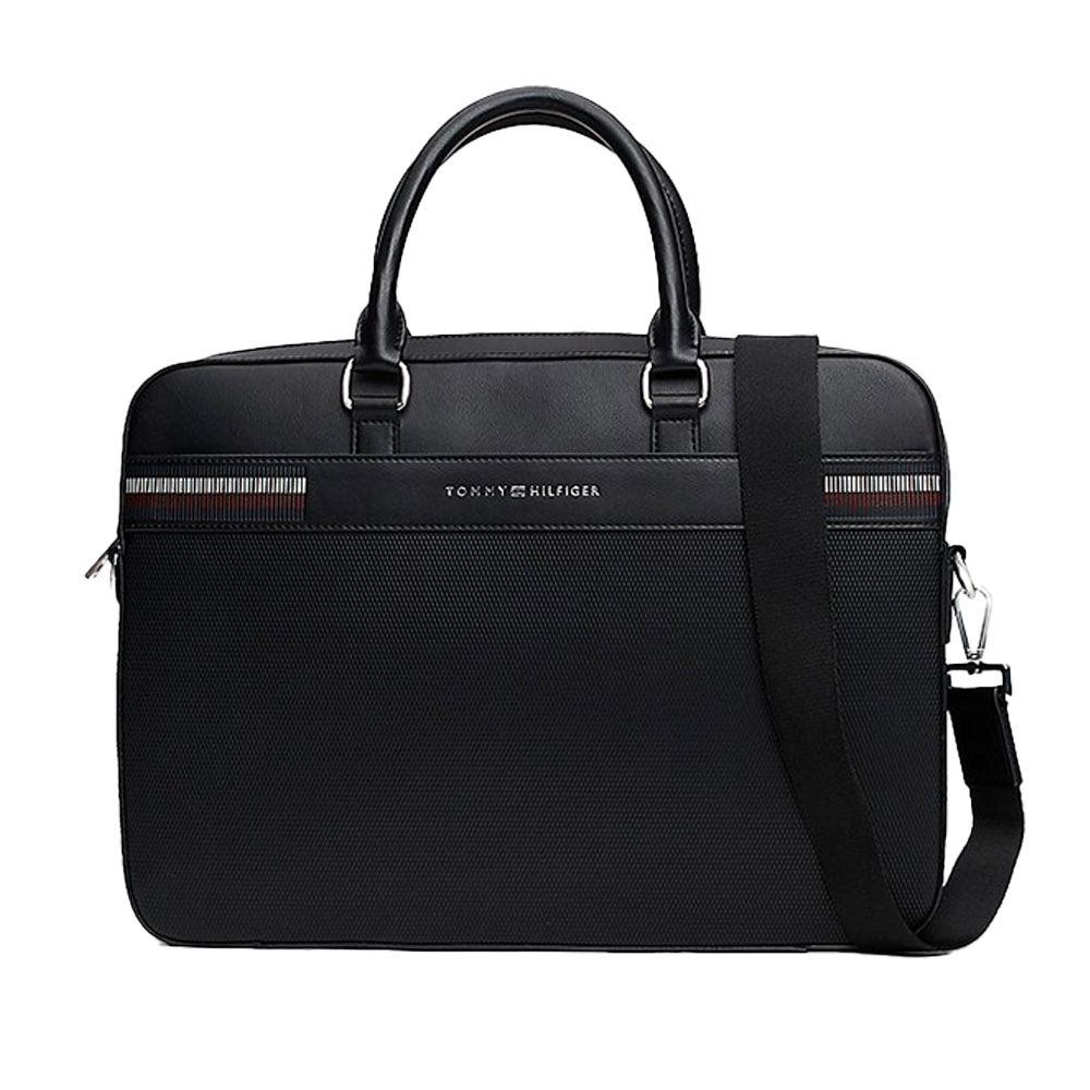 Corporate borsa per laptop con mix di texture TOMMY HILFIGER - Main Image